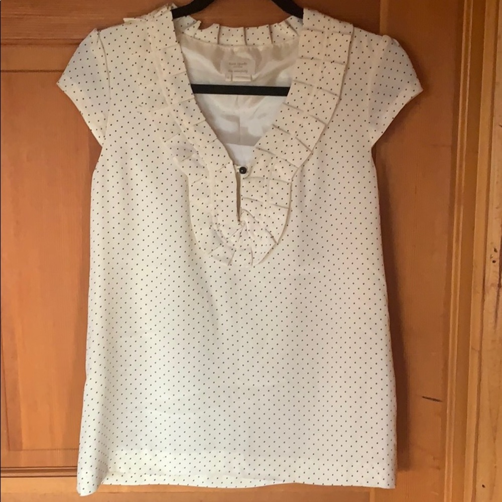 Kate Spade Cream Polka Dot Silk Blouse
